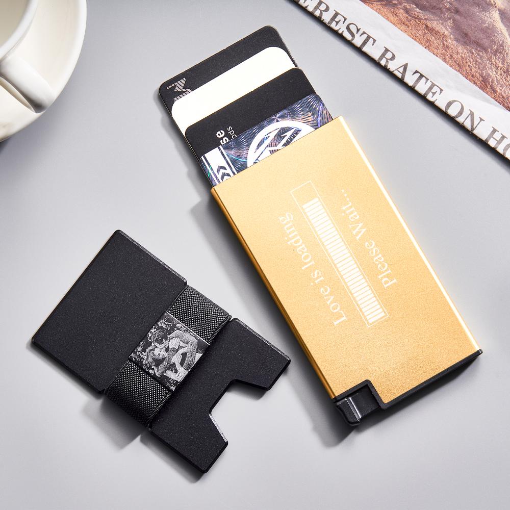 Custom Photo Automatic Ejection Card Wallet With Cash Strap Trendy Card Holder Business Accessory For Men
