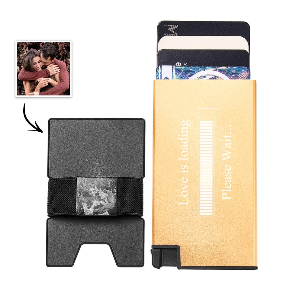 Custom Photo Automatic Ejection Card Wallet With Cash Strap Trendy Card Holder Business Accessory For Men