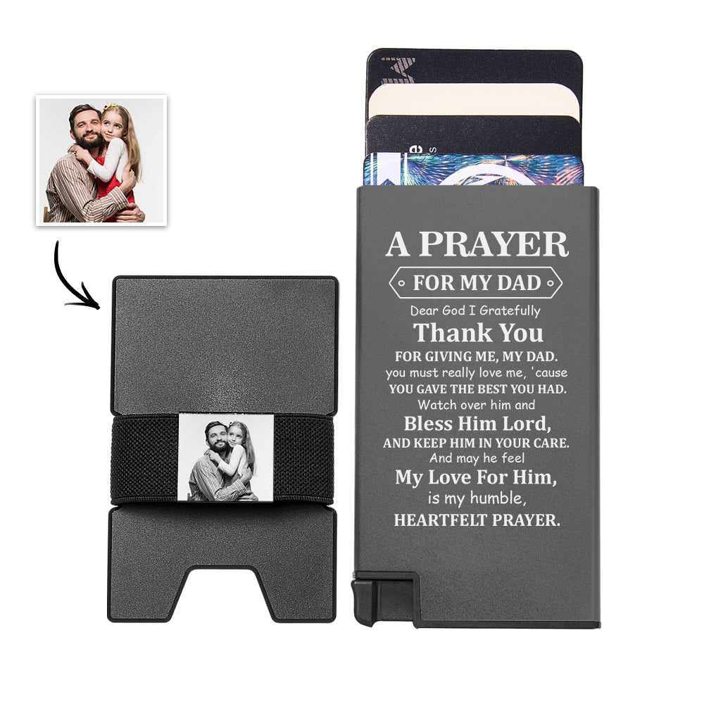 Custom Photo Automatic Ejection Card Wallet With Cash Strap Metal Card Holder Business Accessory For Dad