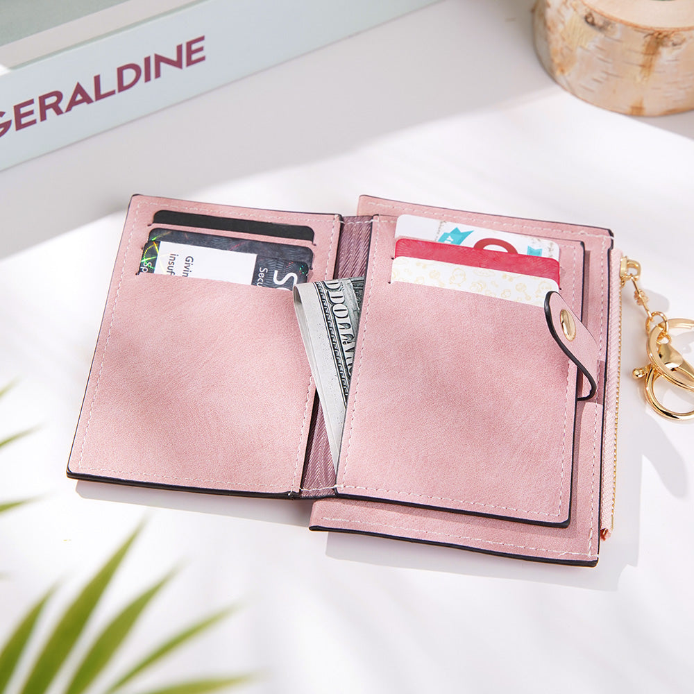 Personalized Zodiac Birth Flower Leather Wallet Birthday Anniversary Gift for Her