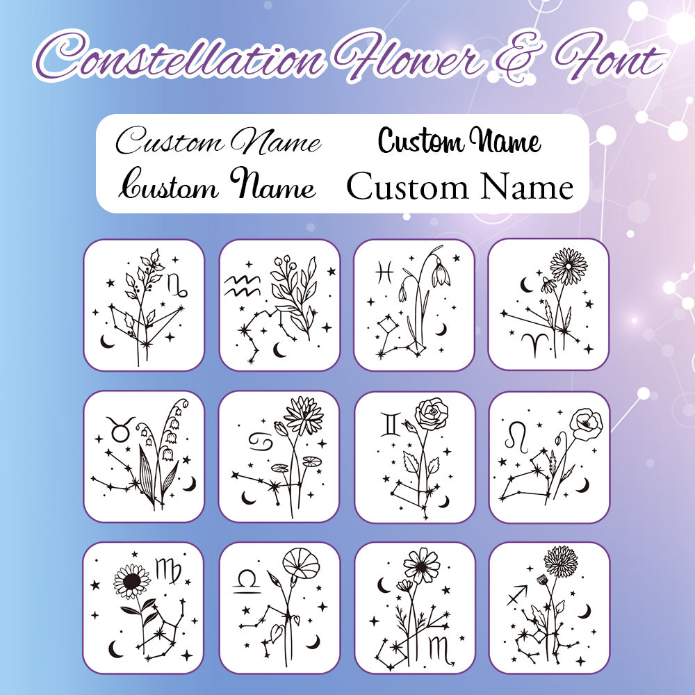 Personalized Zodiac Birth Flower Leather Wallet Birthday Anniversary Gift for Her