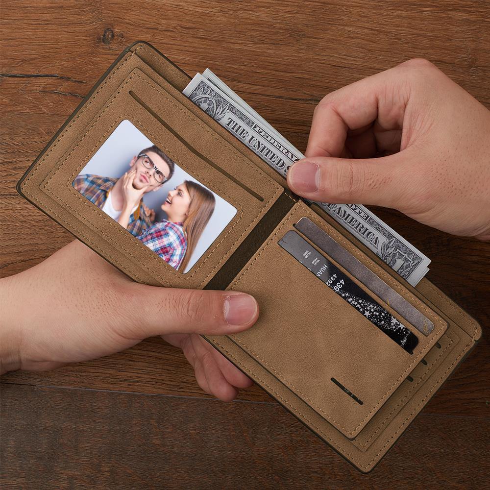 Custom Photo Engraved Wallet Two Pictures Creative Couple Theme Gifts