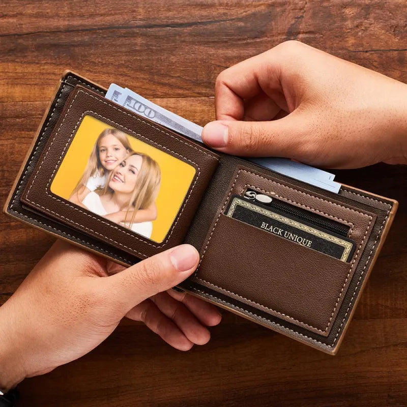 Custom Photo Wallet and Photo Calendar Keychain Set Father's Day Gift for Him