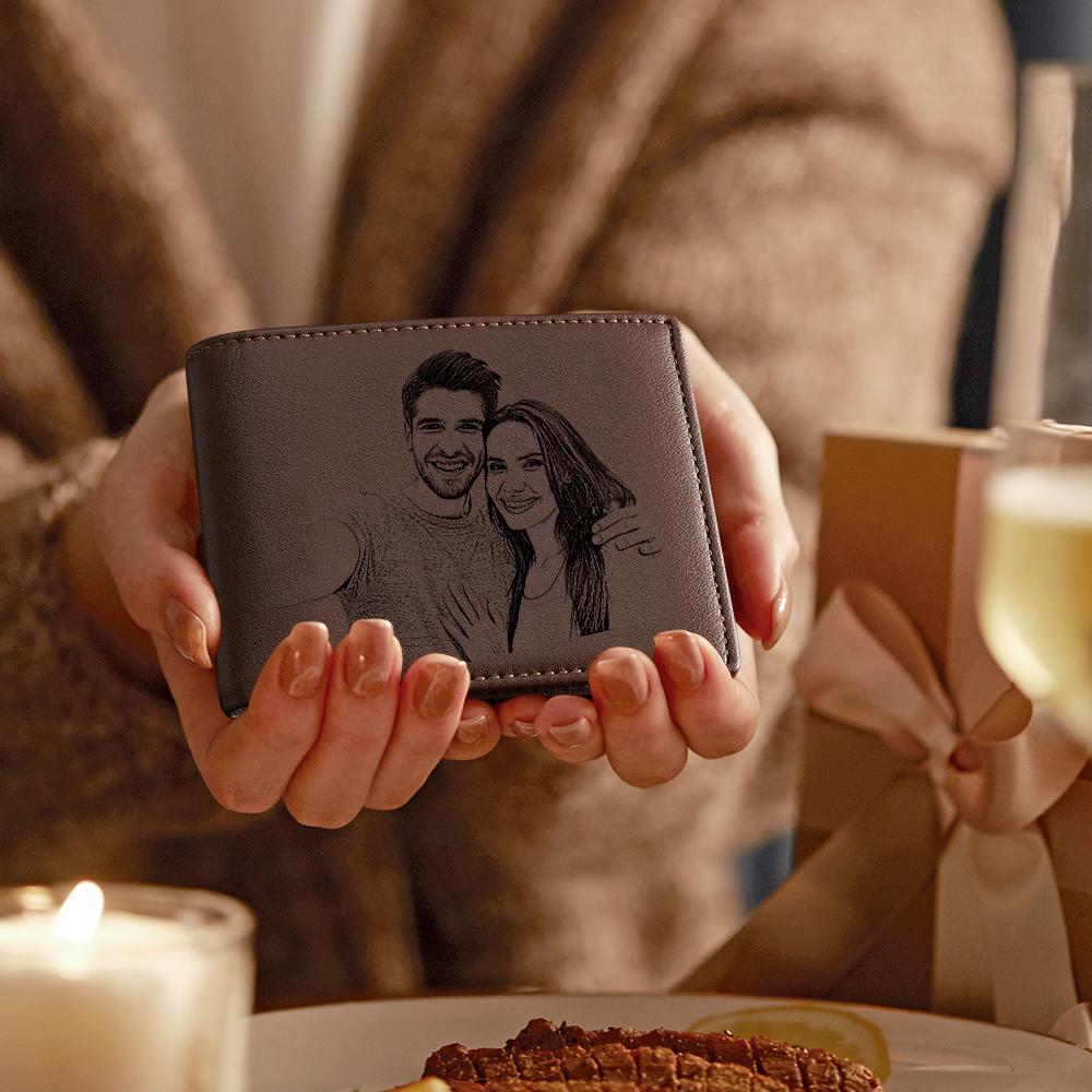 Custom Photo Engraved Wallet To My Man Genuine Leather Bifold Wallet