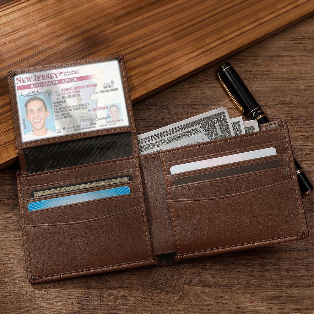Custom Photo Engraved Wallet To My Man Genuine Leather Bifold Wallet