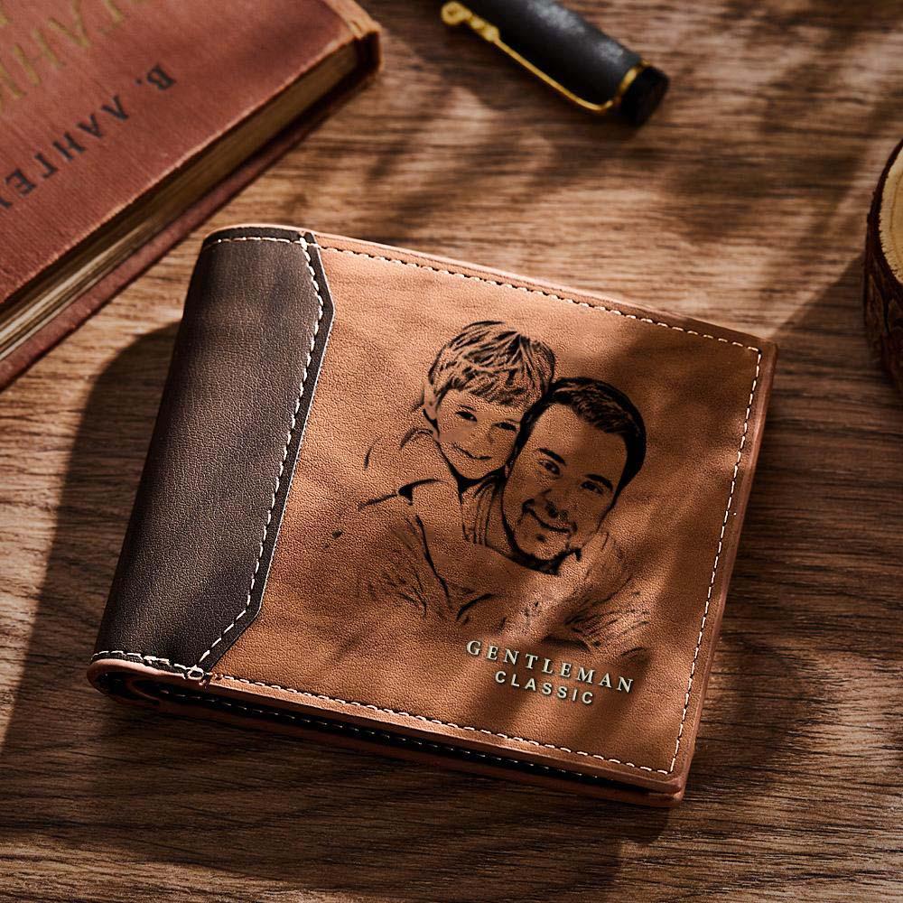 Custom Photo Engraved Wallet  Shadow Leather Simple Gifts