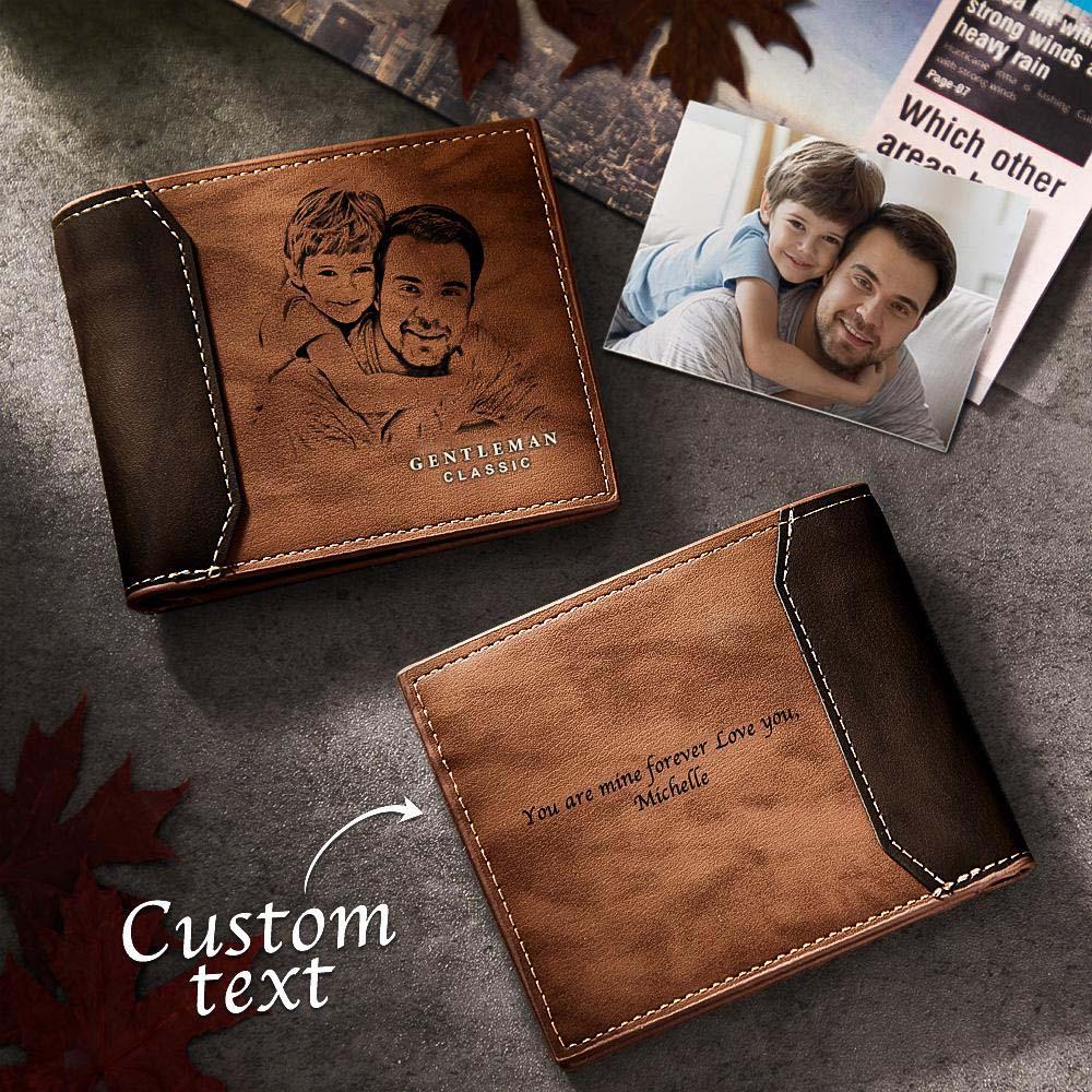 Custom Photo Engraved Wallet  Shadow Leather Simple Gifts