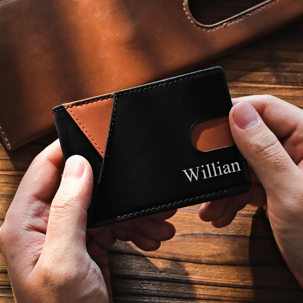 Custom Engraved Wallet Simple Leather Money Clip Men's Gifts