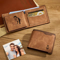 Personalized Unisex Wallet Bifold Leather with Photo and Letters Customize Wallet Engraved Wallet Photo Wallet for Birthday Gift for Love
