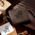 Personalized Hand Drawing and Text Wallet Engraved Wallet Gifts for Dad
