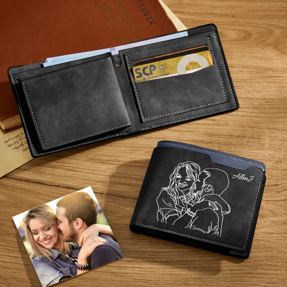 Custom Photo Line Wallet Engraved Wallet with Your Text