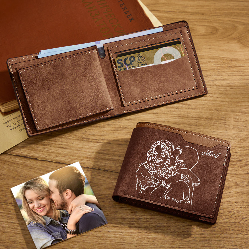 Custom Photo Line Wallet Engraved Wallet with Your Text