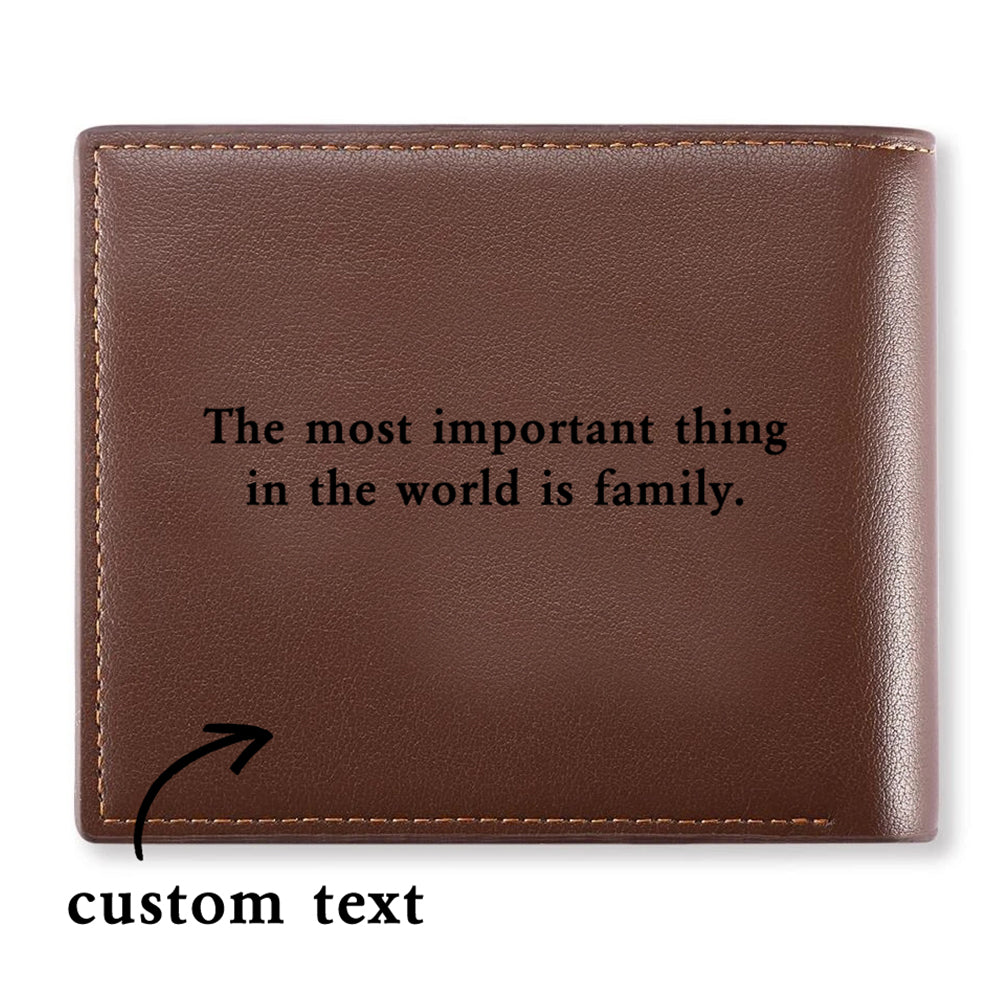 Custom Engraved Photo Wallet Leather Wallet with Zipper for Men