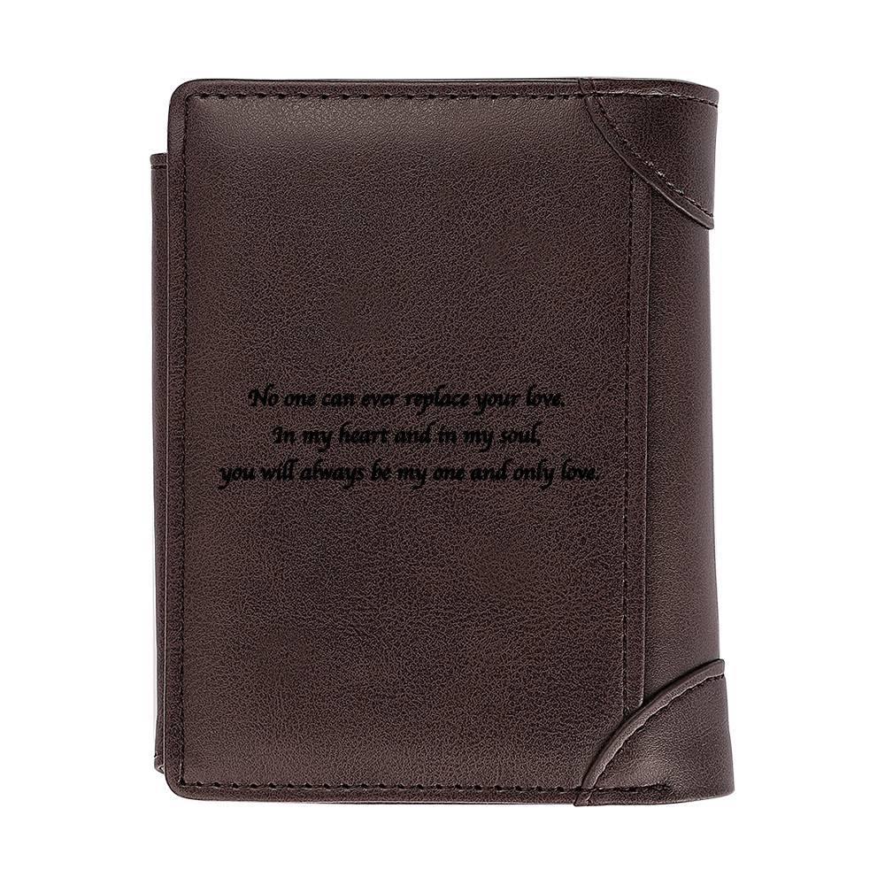 Men's Custom Inscription Photo Engraved Wallet Coffee Leather Fashion Style