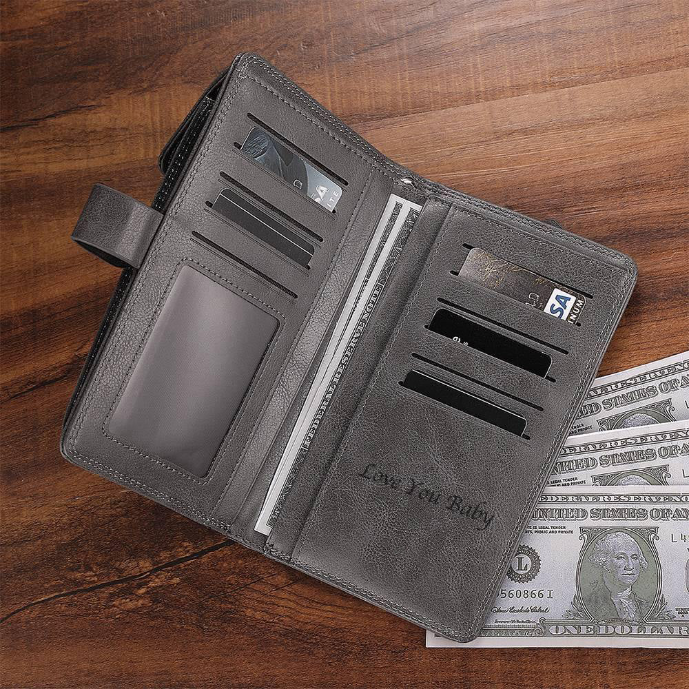 Photo Engraved Wallet Personalized Mens Wallet Photo Wallet Case