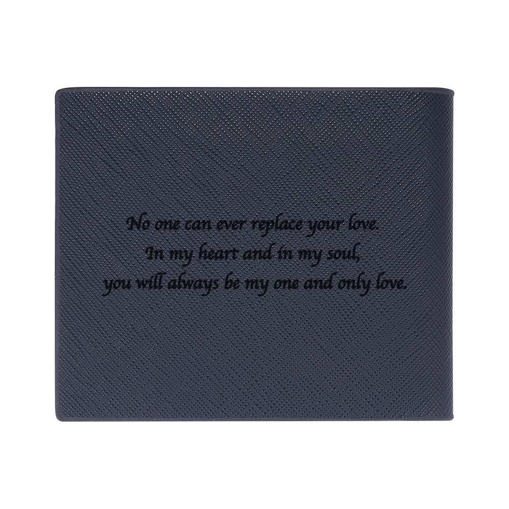 Photo Engraved Wallet Leather Short Wallet Blue