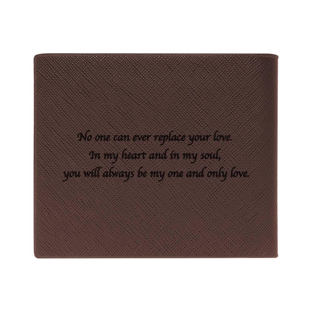 Photo Engraved Wallet Leather Short Wallet Brown