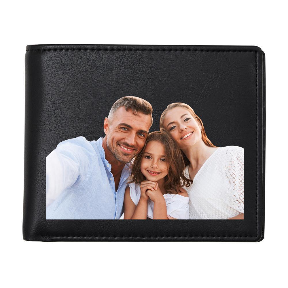 Personalized Leather Wallet Anti-Theft Brush RFID Protected Wallet Mens Custom Portrait Wallet -Black