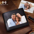 Personalized Leather Wallet Anti-Theft Brush RFID Protected Wallet Mens Custom Portrait Wallet -Black