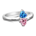 Personalized Heart Birthstone Promise Ring with Engraving Silver