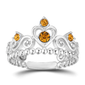 Personalised Birthstone Crown Princess Ring Silver