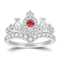 Personalised Birthstone Crown Princess Ring Silver