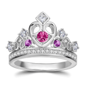 Personalised Birthstone Crown Princess Ring Silver