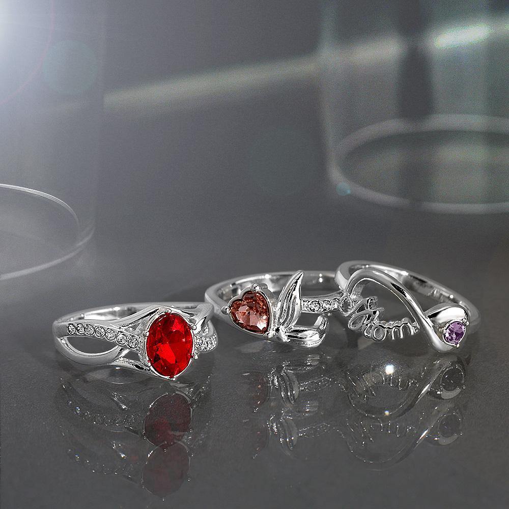 Personalised Birthstone Mystical Mermaid Ring Silver