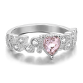Personalised Heart Birthstone Ring Silver
