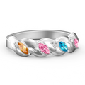 Personalised Birthstone Mother's Ring with Engraving Silver