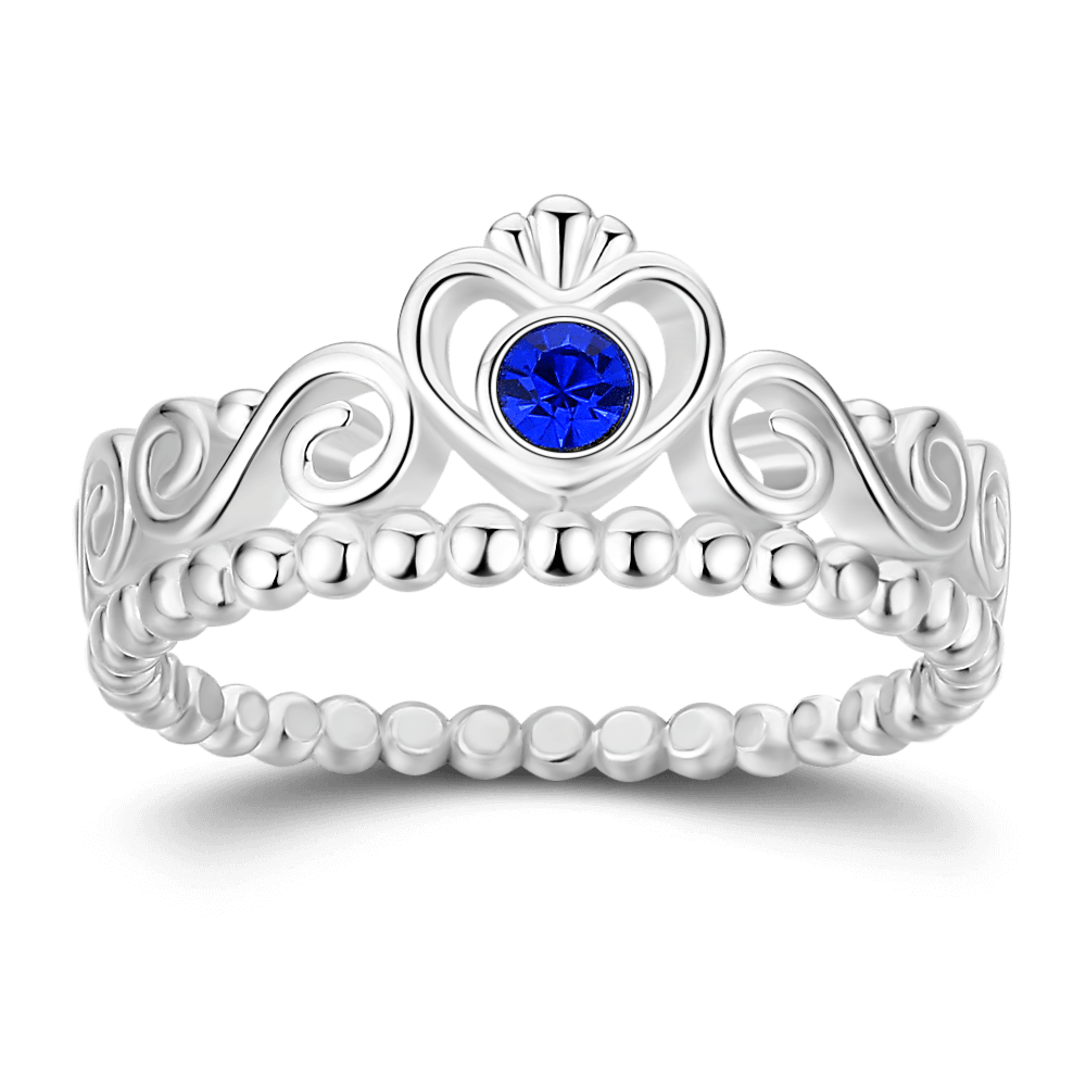 Personalised Birthstone Princess Ring Silver