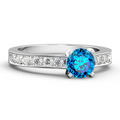 Personalised Birthstone Promise Ring Platinum Plated Silver