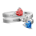 Personalized Heart Birthstone Promise Ring with Engraving Silver