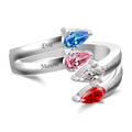 Personalized Birthstone Promise Ring with Engraving Silver