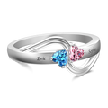 Personalized Heart Birthstone Promise Ring with Engraving Silver