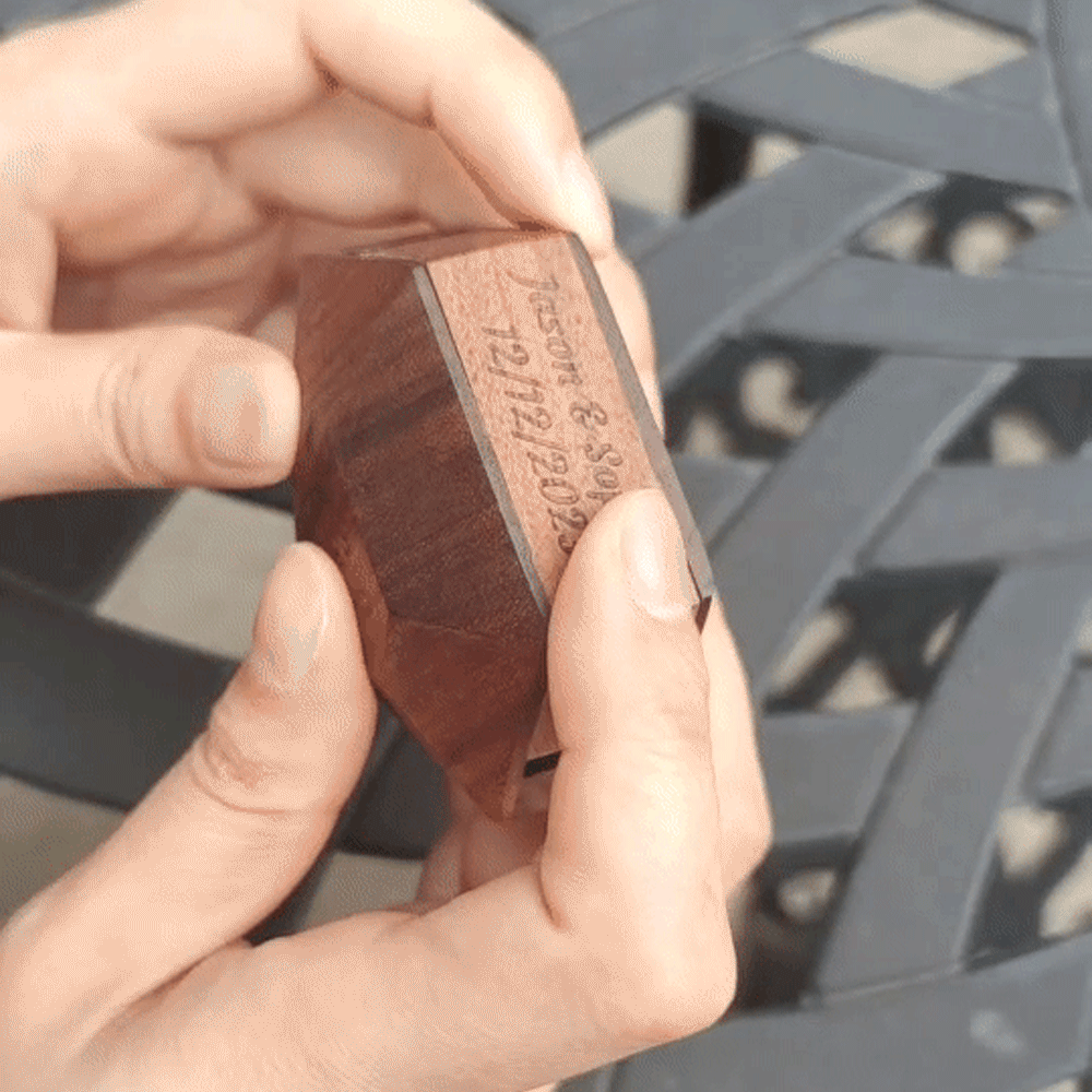 Personalized Initial Wooden Rotating Ring Box Engagement Ring Box Wedding Gifts