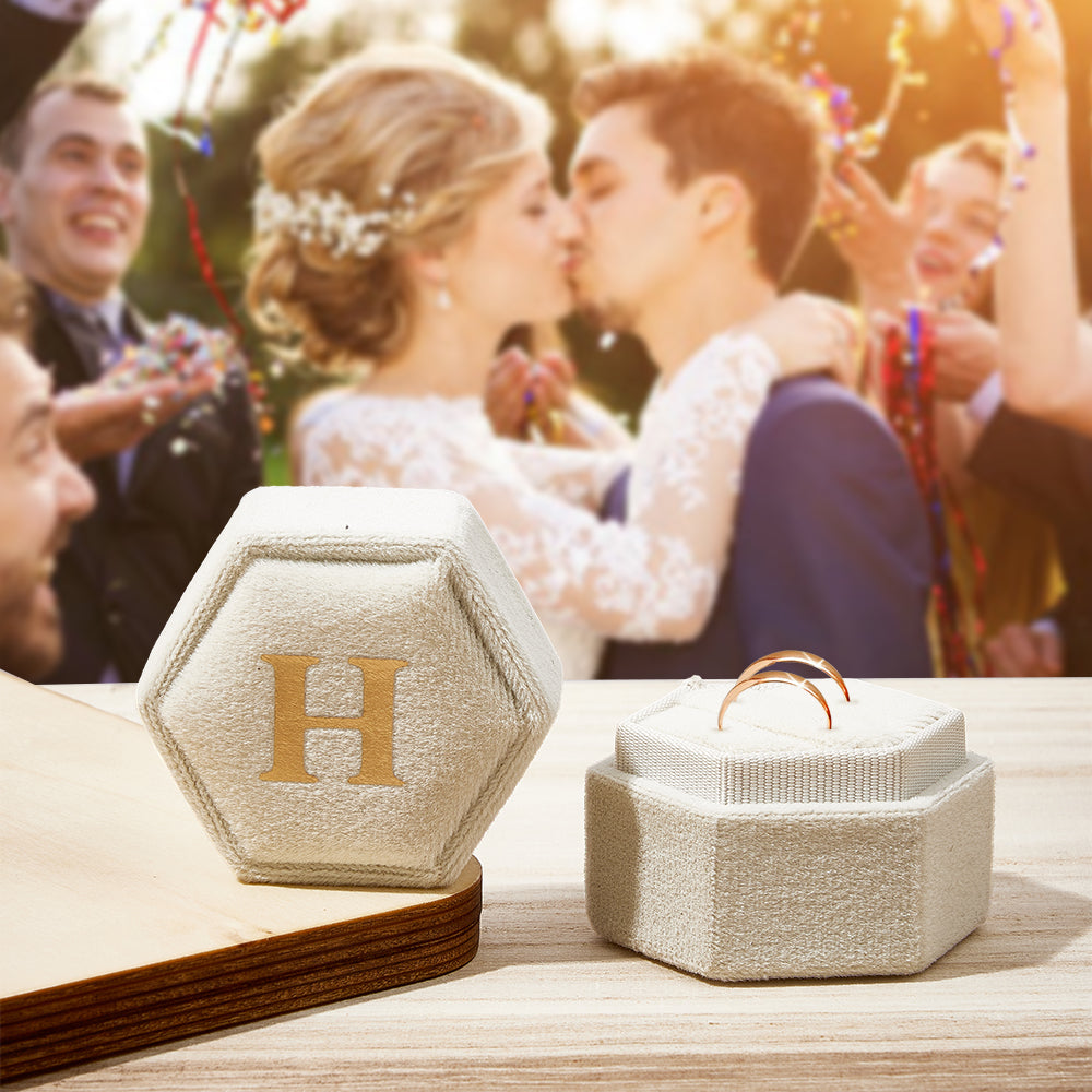 Personalized Ring Box Custom Text Hexagon Ring Box Engagement Wedding Ring Box