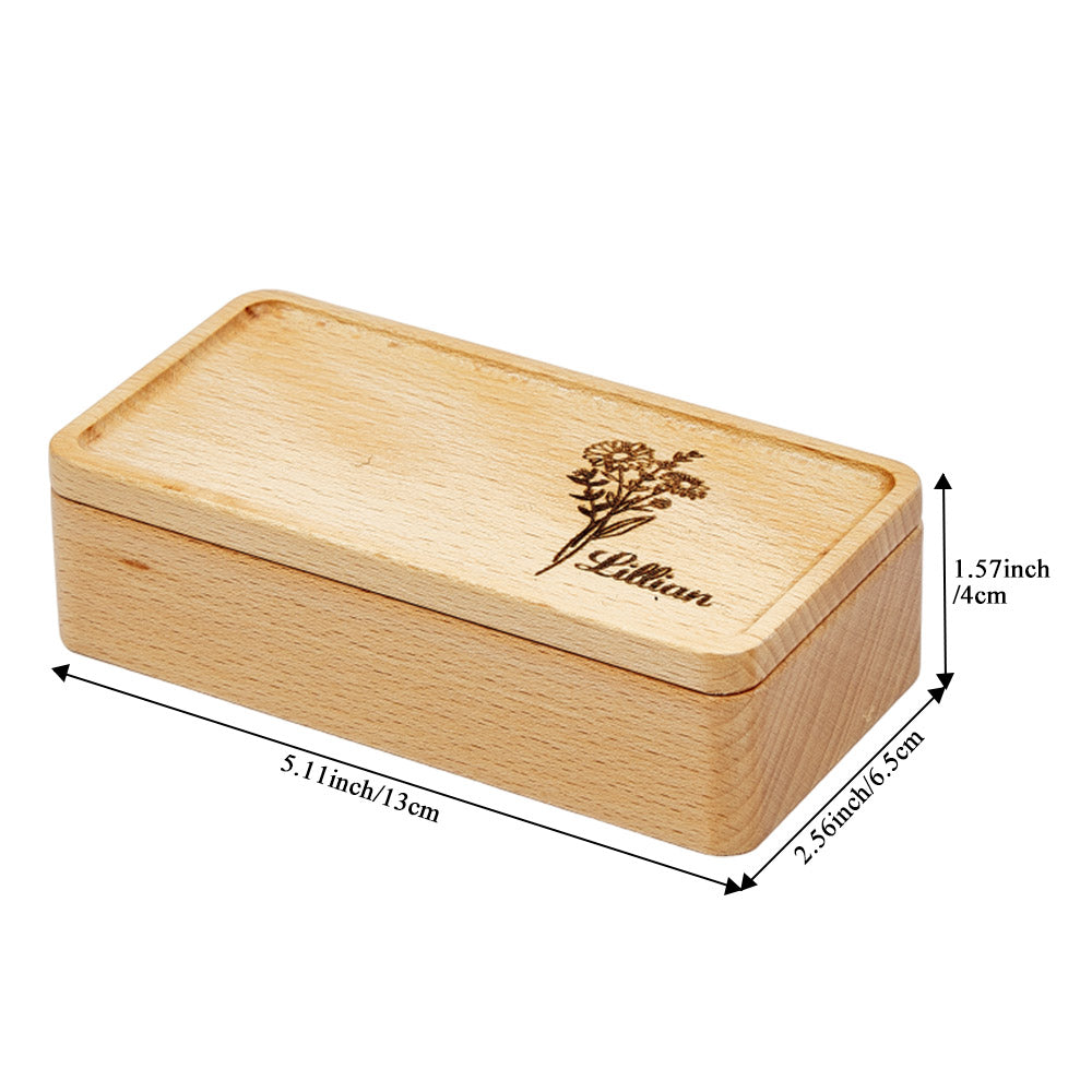 Personalized Birth Flower Jewelry Box Custom Name Jewelry Organizer Gift for Her
