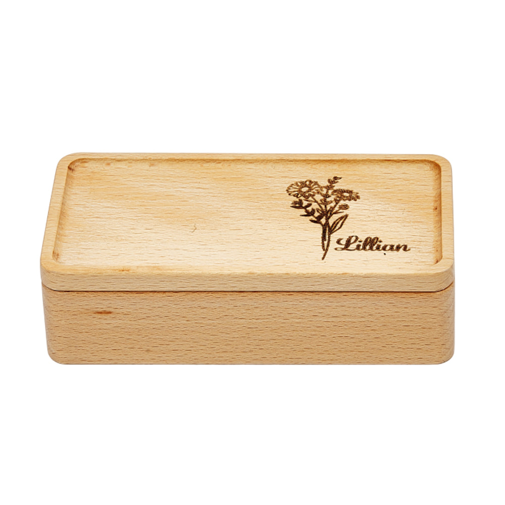 Personalized Birth Flower Jewelry Box Custom Name Jewelry Organizer Gift for Her