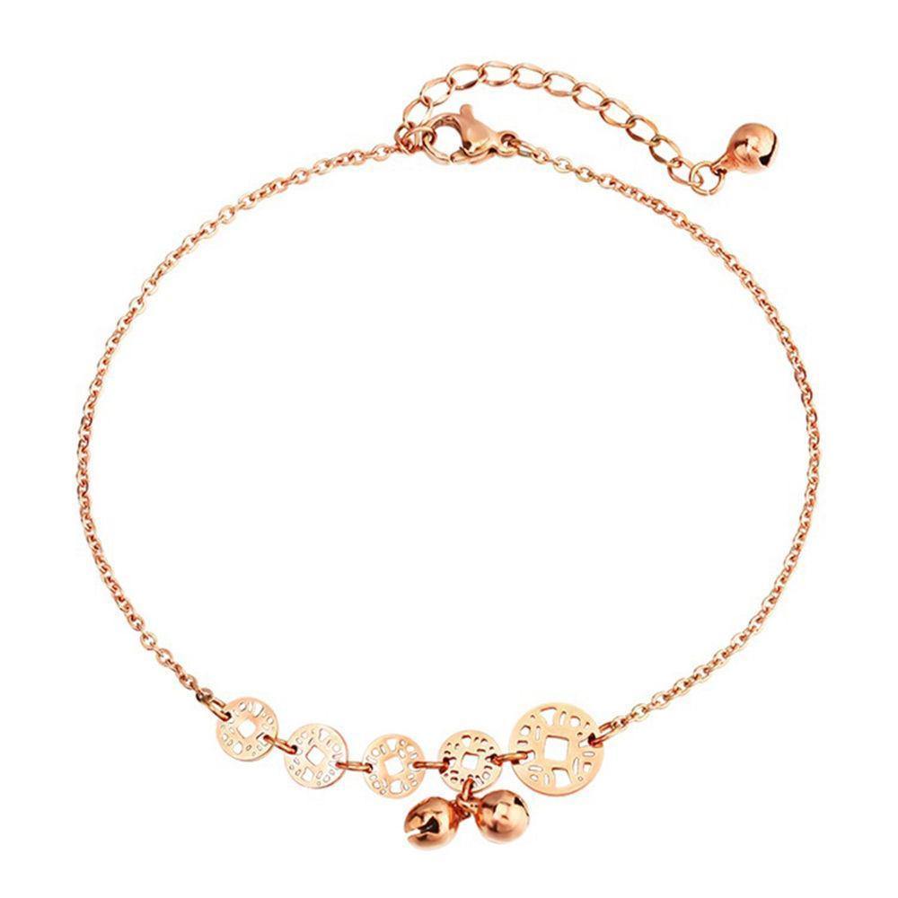 Openwork Round Flake And Bell Anklet