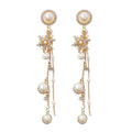 Snowflake and Pearl Tassel Drop Earrings