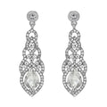 Long Silver Bridal Drop Earrings