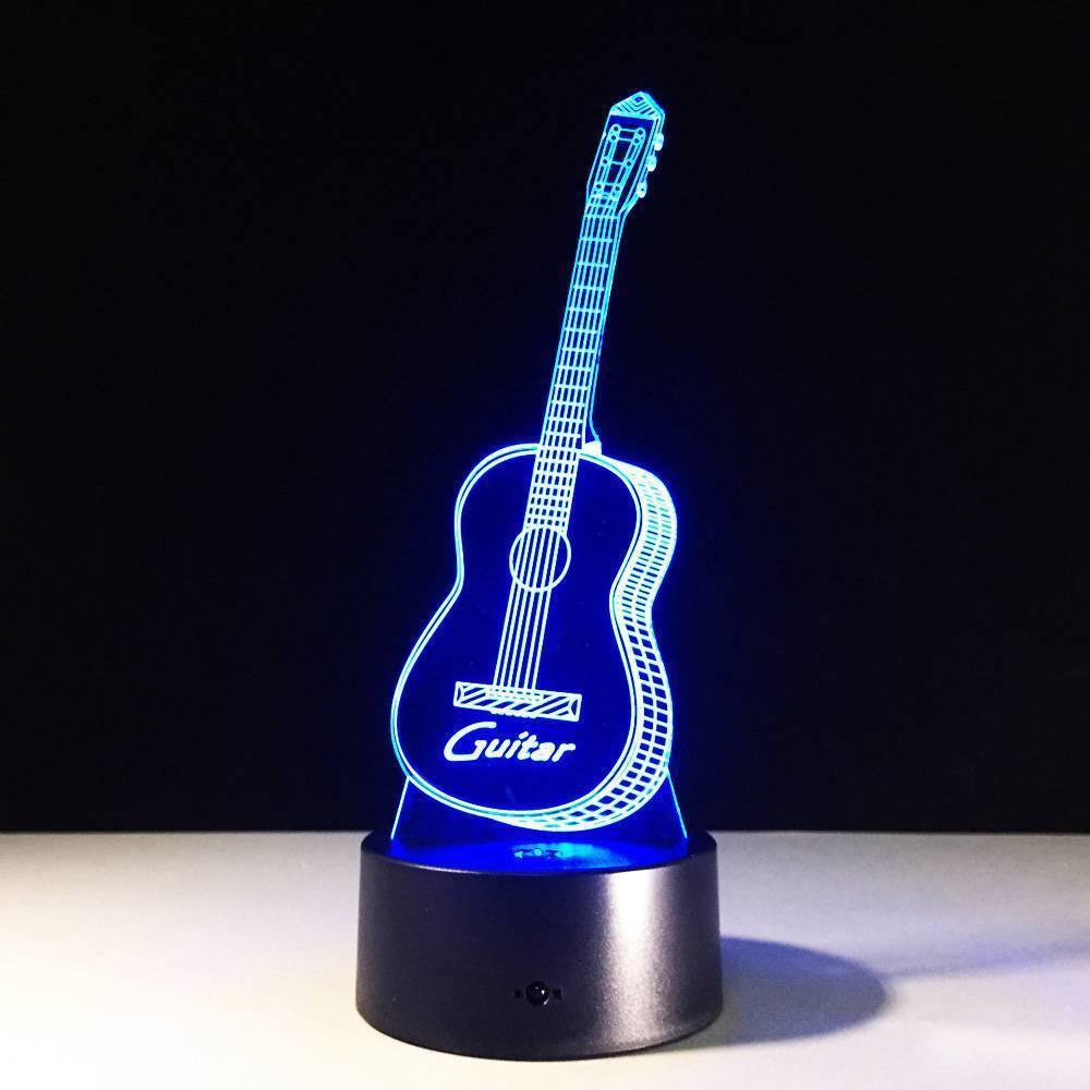 Guitar 3D Colorful Night Light Touch Seven Color Change