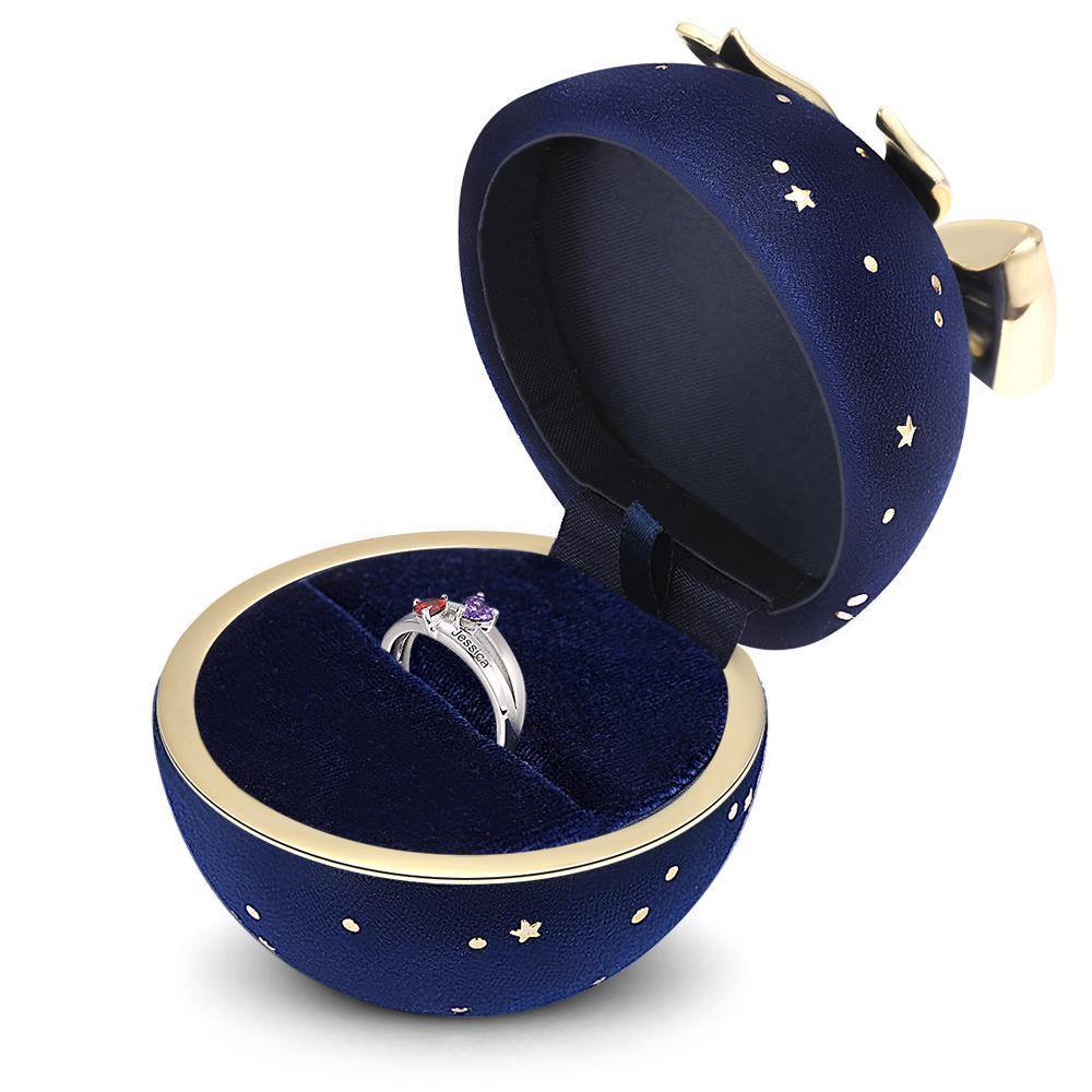 Handmade Corduroy Ring Box Blue