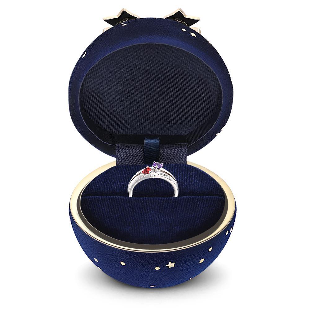 Handmade Corduroy Ring Box Blue