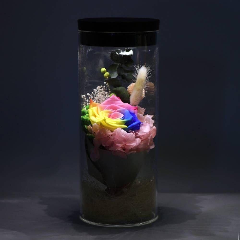 Night Lamp, LED Bottle Lamp Touch Light - Colorful Rose