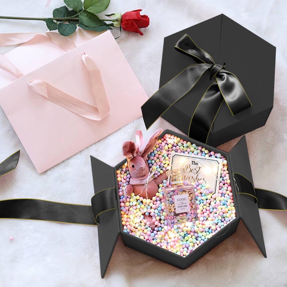 Colorful Bubble Hexagon Surprising Box Black