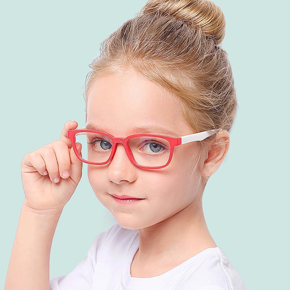 Kids Blue Light Blocking Glasses Super Flex Durable Red and White