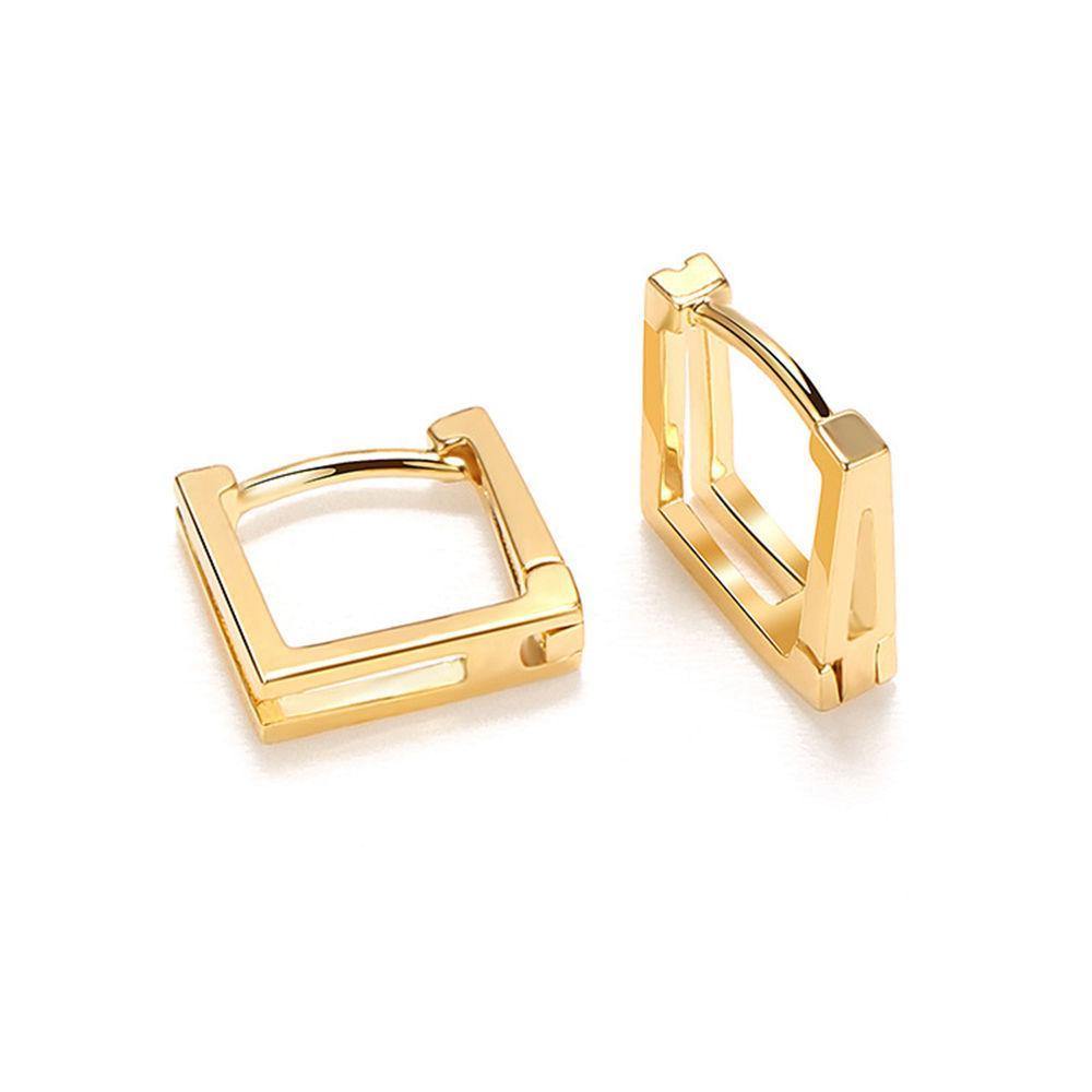 Square Earrings Gold Plated Copper Zircon
