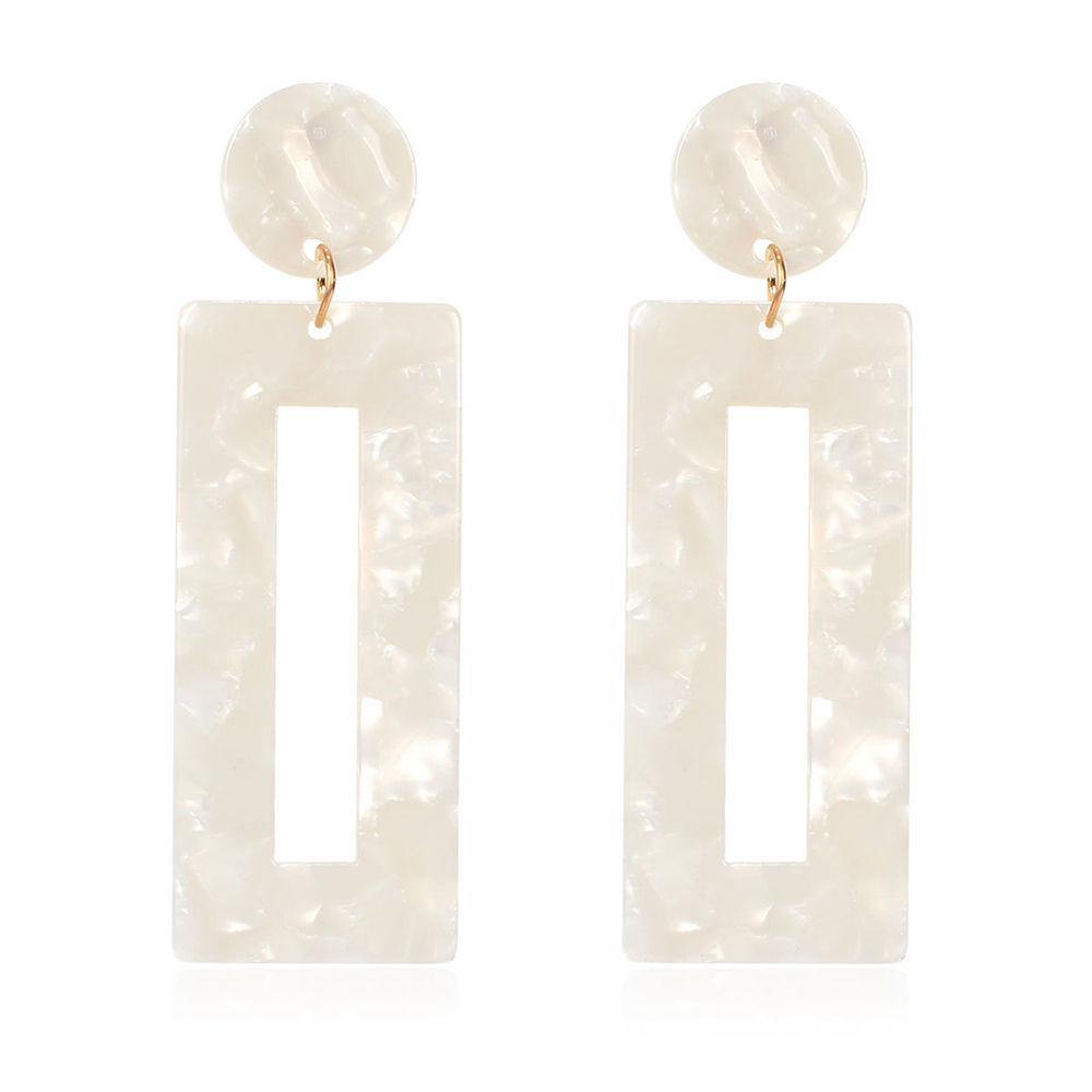 Square Earrings White Acrylic